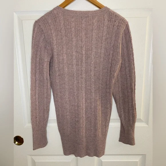 CAbi Alpaca Wool V-Neck Cable Knit Pink Purple Sweater Size Small - Picture 3 of 7
